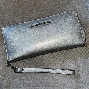Silver Michael Kors wristlet